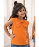 Tales & Stories Lycra Knit Sleeveless Heart Back Printed & Bow Applique Detailed Top - Orange