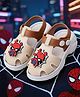 Yellow Bee Marvel Featuring Spider Man Applique Detailed Button Closure Sandals - Beige