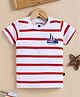 Unfab Cotton Knit Half Sleeves Striped & Sailboat Printed Tee - White & Red