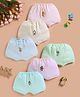 Unfab Cotton Knit Pack Of 6 Animal Printed Panties - Green Pink Blue Peach Sky Blue & Yellow