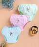 Unfab Cotton Knit Pack Of 3 Animal Printed Panties - Green Pink & Blue