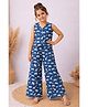 Fashion Dream Knit Half Sleeves Animals Printed Coordinating Top & Palazzo Set - Blue