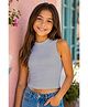 Fashion Dream Cotton Blend Knit Sleeveless Solid Crop Top - Grey
