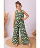 Fashion Dream Cotton Blend Woven Sleevesless Animal Print Top & Palazzo Set-Green