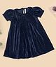 Pantaloons Baby Knit Puffed  Sleeves Bow Applique Dress - Navy Blue