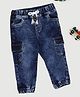 Pantaloons Baby Woven Solid Washed Cargo Style Jeans - Light Blue