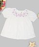 Pantaloons Baby Cotton Woven Half Sleeves Floral Embroidered Top - White