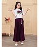Ministitch Woven Three Fourth Sleeves Floral Embroidered Top & Palazzo Set - Wine