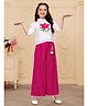 Ministitch Woven Three Fourth Sleeves Floral Embroidered Top & Palazzo Set - Pink