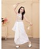 Ministitch Cotton Silk Woven Sleeveless Floral Embroidered Top & Skirt Set With Dupatta Set - White
