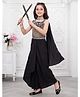 Ministitch Cotton Silk Woven Sleeveless Floral Embroidered Top & Skirt Set With Dupatta Set - Black