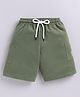 Kidcity Cotton Sinker Knit Typography Printed Shorts - Olive Green