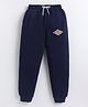 Kidcity Cotton Sinker Knit Stay True Text Patch Detailed Joggers - Navy Blue