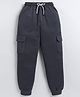 Kidcity Cotton Sinker Knit Solid Cargo Style Joggers - Charcoal Grey