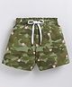 Kidcity Cotton Sinker Knit Camouflage & Hearts Printed Shorts - Dark Green