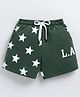 Kidcity Cotton Sinker Knit Stars & LA Text Printed Shorts - Dark Green