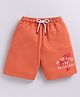Kidcity Cotton Sinker Knit On The Road For Adventure Text Printed Shorts - Rust Orange