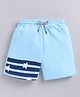 Kidcity Cotton Sinker Knit Striped & Stars Printed Shorts - Light Blue