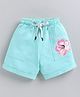 Kidcity Cotton Sinker Knit Floral Printed Shorts - Aqua Blue