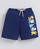 Kidcity Cotton Sinker Knit Shark Text Printed Shorts - Navy Blue