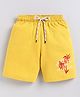Kidcity Cotton Sinker Knit On The Road For Adventure Text Printed Shorts - Mustard