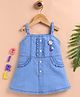 LACKii DOLL Denum Knit Sleeveless Floral Applique Detailed Dress - Blue