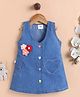 LACKii DOLL Denim Sleeveless Floral Applique & Buttons  Detailed Dress - Blue