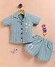 LACKii DOLL Cotton Blend Knit Half Sleeves & Floral Applique Detailed Coordinating Top & Shorts Set - Green