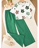 tior Knit Half Sleeves Floral Printed Top & Pants Set - Green