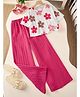 tior Knit Half Sleeves Floral Printed Top & Pants Set - Pink