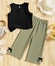 tior Woven Sleeveless Frill Detailed Tee & Palazzo Set - Black