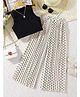 tior Woven Sleeveless Ribbed Crop Top & Polka Dots Printed Palazzo Set - Black