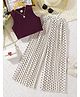 tior Woven Sleeveless Ribbed Crop Top & Palazzo Set - Wine