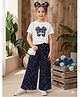tior Woven Half Sleeves Sun Glasses Printed Top & Pants Set - Navy Blue