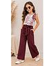tior Woven Sleeveless Tropical Theme Printed Top & Pant Set - Wine