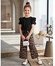 tior Woven Half Sleeves Solid Top & Pants Set - Black