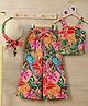 tior Woven Sleeveless Leopard & Floral Printed Coordinating Crop Top & Palazzo Set - Red