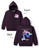 Doreme Fleece Knit Full Sleeves Front & Back Skater Girl Printed Hooded Sweatshirt - Wine