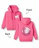 Doreme Fleece Knit Full Sleeves Front & Back London City Printed Hooded Sweatshirt - Pink