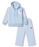 Doreme Fleece Knit Full Sleeves Winter Wear Suits With Paris Text Print - Light Blue