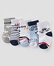 Doodle Poodle Knit Ankle Length Stripped Socks with Car Design Pack of 5 - White Grey Blue