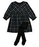 Babyhug Cotton Woven Frock and Leggings with Full Sleeves and Checked Print in Dark Green for 12-18 Months