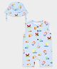 Mi Arcus Cotton Woven Peppa Pig Featuring Sleeveless Character Printed Romper & Hat - Blue