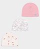 Mi Arcus 100% Cotton Knit Pack Of 3 Solid Floral & Ladybugs Printed Caps - Multi Colour - Circumference - 34 Cms