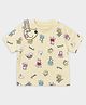 Mi Arcus Cotton Woven Peppa Pig Featuring Half Sleeves  Character Printed & Patch Applique Detailed Tee - Yellow