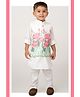 LITTLE COLLARS Blended Woven Full Sleeves Solid Kurta  & Pant Set With Floral Printed Waistcoat - Pink