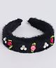 Tia Hair Accessories Pearl & Floral Applique Fur Detailed Hair Band - Black