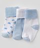 Doodle Poodle Cotton Knit Ankle Length Socks with Star Design Pack of 3 - White Sky Blue