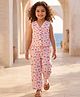 AJ Dezines Cotton Woven Sleeveless Unicorn & Rainbow Printed Coordinating Top & Pants Set - Pink