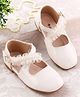Cute Walk by Babyhug Velcro Ballerina With Pearl Lace Applique - Beige